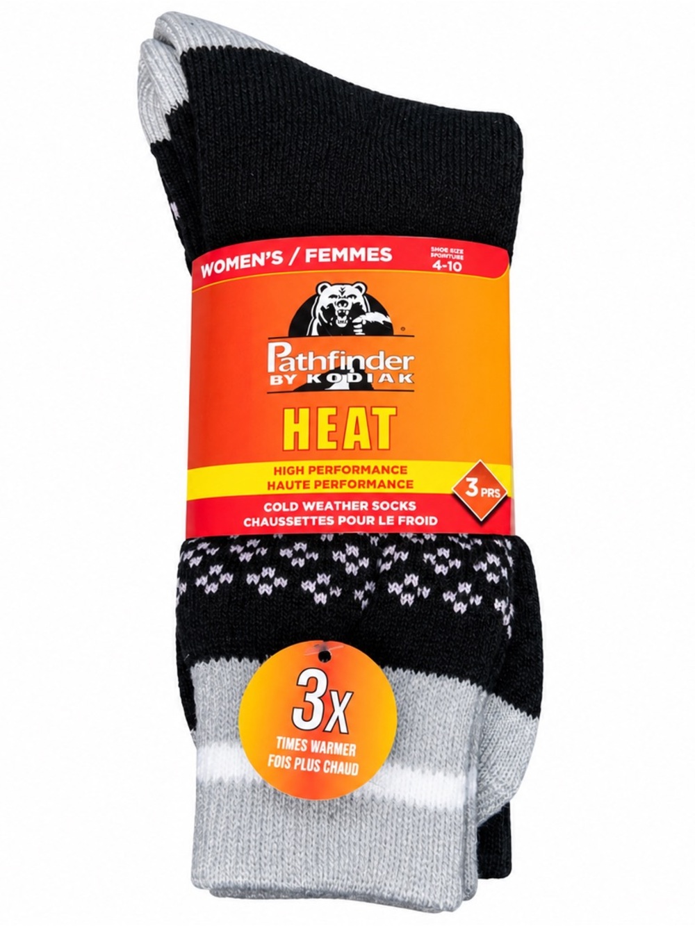 Kodiak HEAT Women’s Black & Gray Cold Weather Socks - 3 Pack